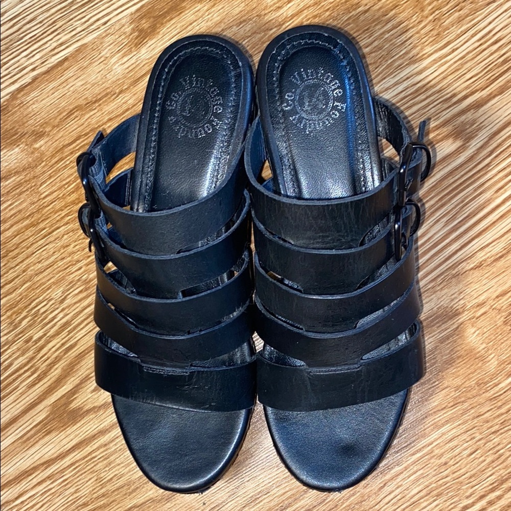 Black Leather Women's Sandals
